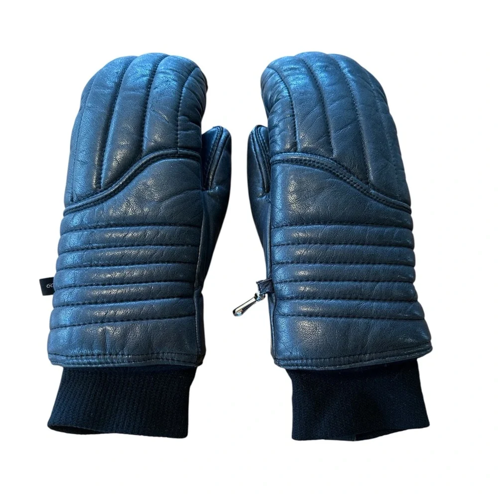 Gordini Ladies Medium Black Leather Ski Mittens Size M Winter Skiing Snow Gloves